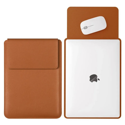 Premium Leather Laptop Sleeve 2-in-1 – Case + Mouse Pad