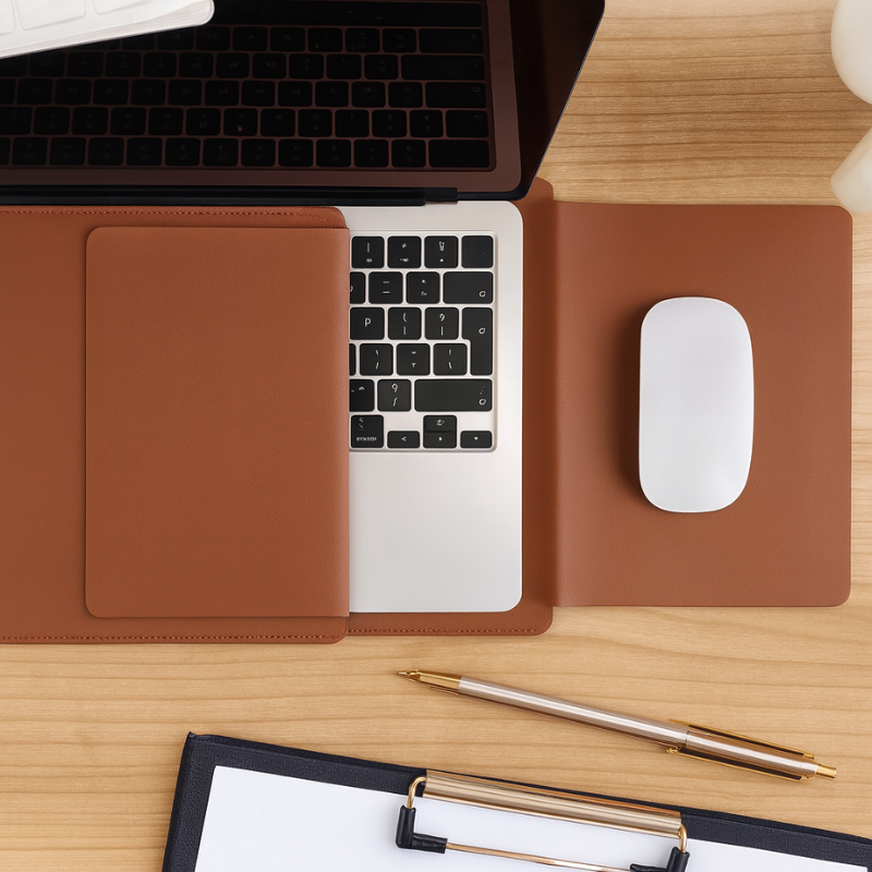 Premium Leather Laptop Sleeve 2-in-1 – Case + Mouse Pad