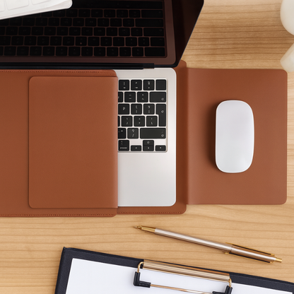 Premium Leather Laptop Sleeve 2-in-1 – Case + Mouse Pad